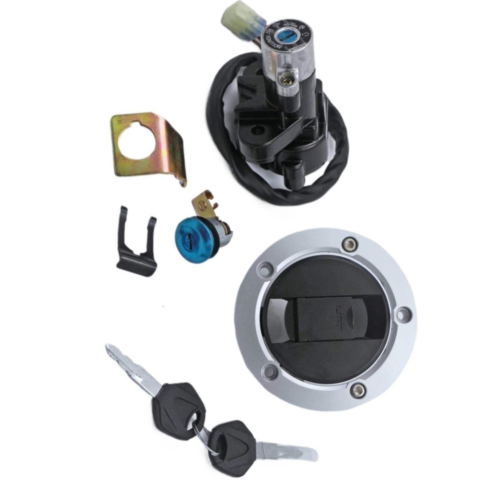 NOEyoue Zündschloss Kompatibel Mit Suzuki Für GSF1250 Für Bandit1250 2007–2011 Für SV650 2010–2012 Motorrad-Zündung Für Tankdeckel-Abdeckung Für Sitzschloss-Set(Complete Set) von NOEyoue