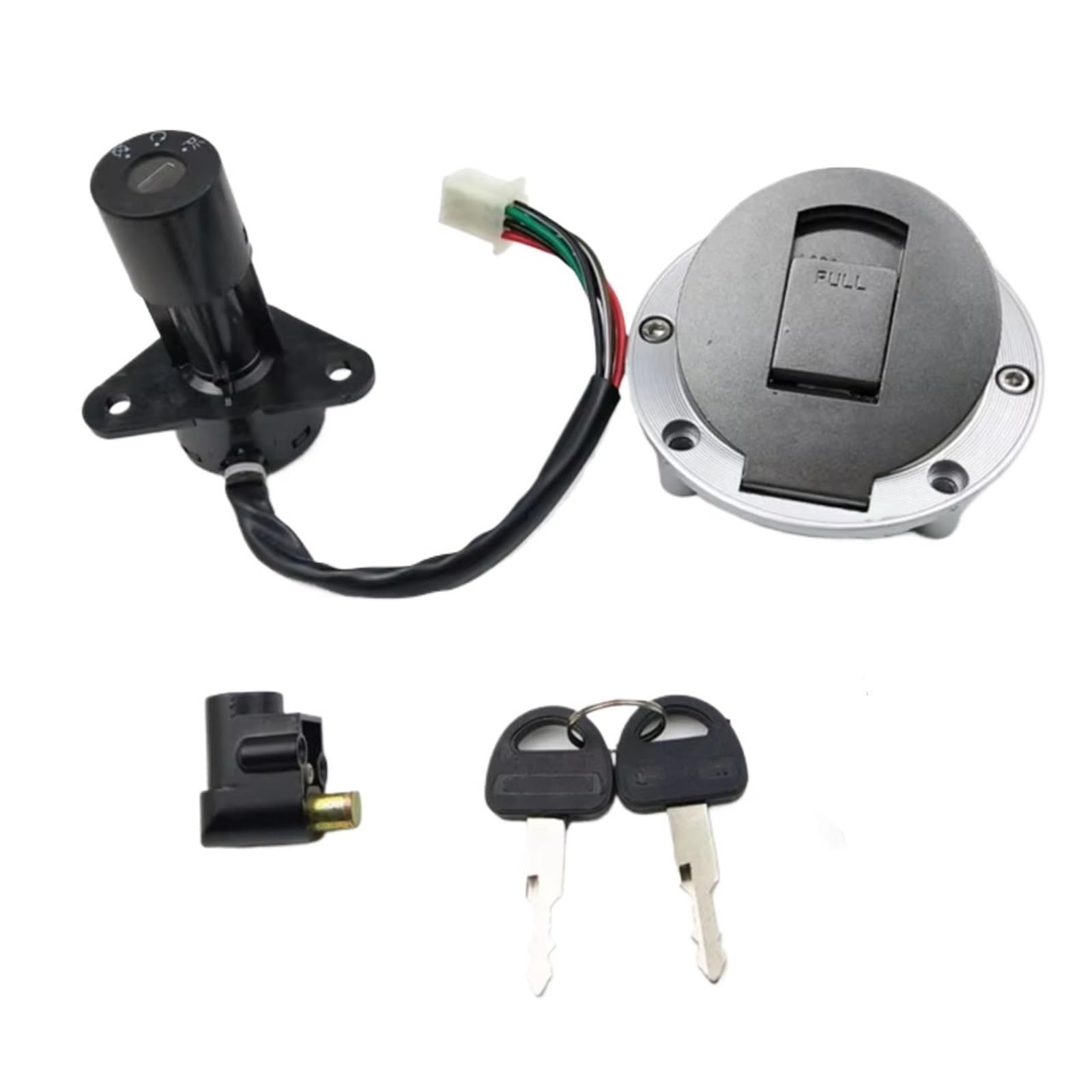 NOEyoue Zündschloss Kompatibel Mit Suzuki Für Qianjiang Für GS125 HJ125-8 QJ125 4-Draht-6-Draht-Tankdeckel-Abdeckungsschlösser Motorrad-Zündschalterschlüsselsatz(6 Wires) von NOEyoue