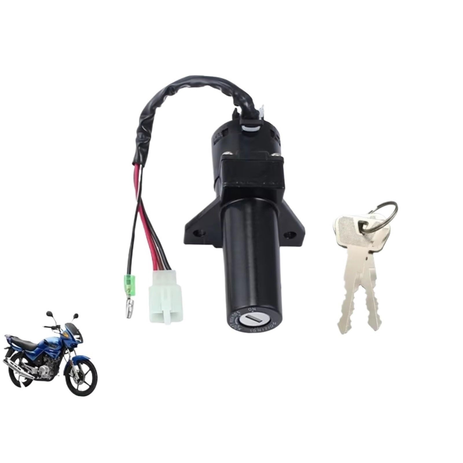 NOEyoue Zündschloss Kompatibel Mit Yamaha Für Jianshe Für YBR125 Für JYM125 2006 2007 2009. Schalter Starter Motorrad Zündschlüssel Tankdeckel-Abdeckungsschloss(4 Wires) von NOEyoue