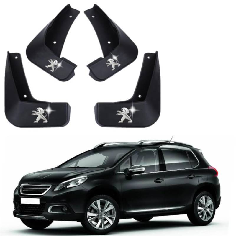 4 Stück Auto Gummi Vorne und Hinten Schmutzfänger, Für Peugeot 2008 2014-2019 Car Reifen Spritzschutz Schützen Zubehör,C von NOGRAX