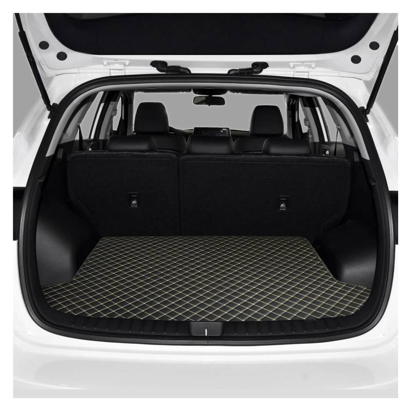 Auto Kofferraummatte Kofferraummatte Für Peugeot 2008 2014 2015 2016 2017 2018 2019 Besticktes Leder Wasserdicht Langlebig Auto-Innenausstattung Auto Kofferraum Schutzmatte(Black with Beige) von NOKRGQW