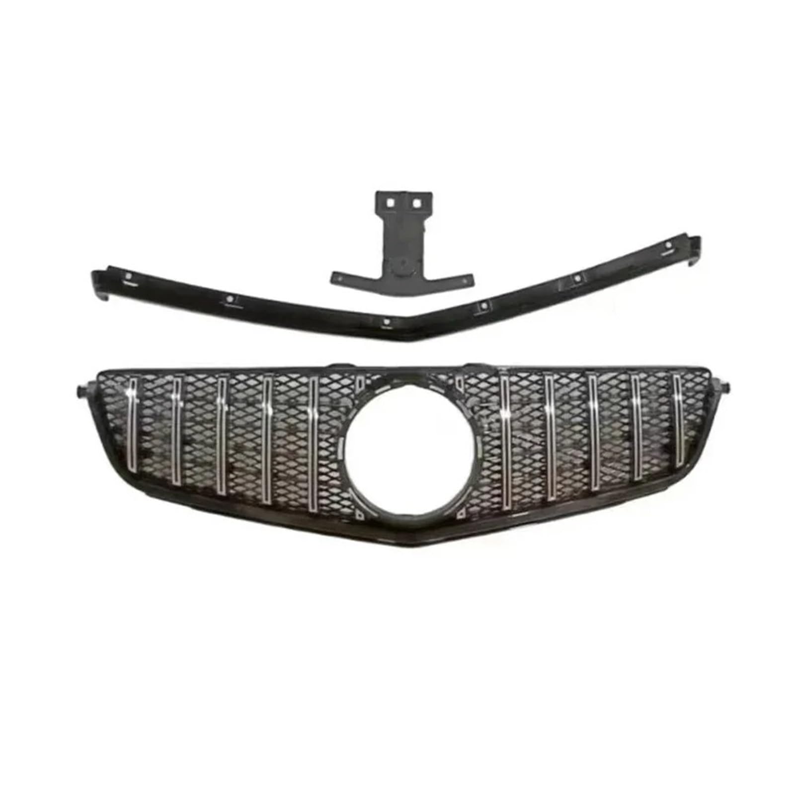 Facelift Grill Für Benz W204 C-Klasse Für C63 Für AMG 2012 2013 2014 Für GT Style Tuning Grills Frontstoßstangengrill Haube Tuning Racing Grill Kühlergrill Passend(Silber) von NOKRGQW