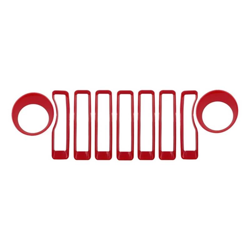 Facelift Grill Für Jeep Für Wrangler JL 2018-2022 JL JLU Für Jeep Für Gladiator JT (Rot) Mesh Grille Grill Einsatz + Scheinwerfer Blinker Abdeckung Trim Kühlergrill Passend(Red) von NOKRGQW