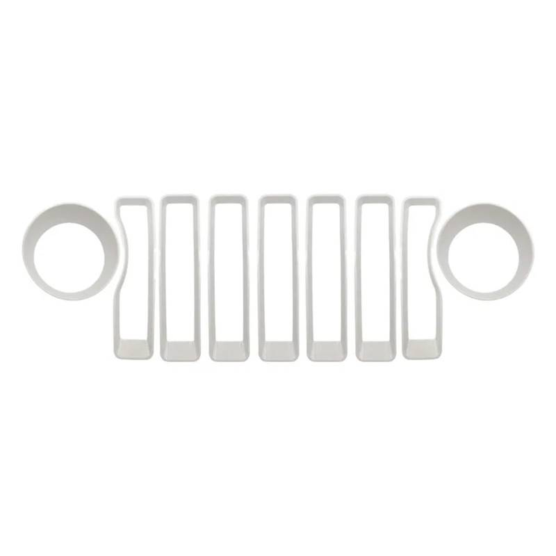 Facelift Grill Für Jeep Für Wrangler JL 2018-2022 JL JLU Für Jeep Für Gladiator JT (Rot) Mesh Grille Grill Einsatz + Scheinwerfer Blinker Abdeckung Trim Kühlergrill Passend(White) von NOKRGQW