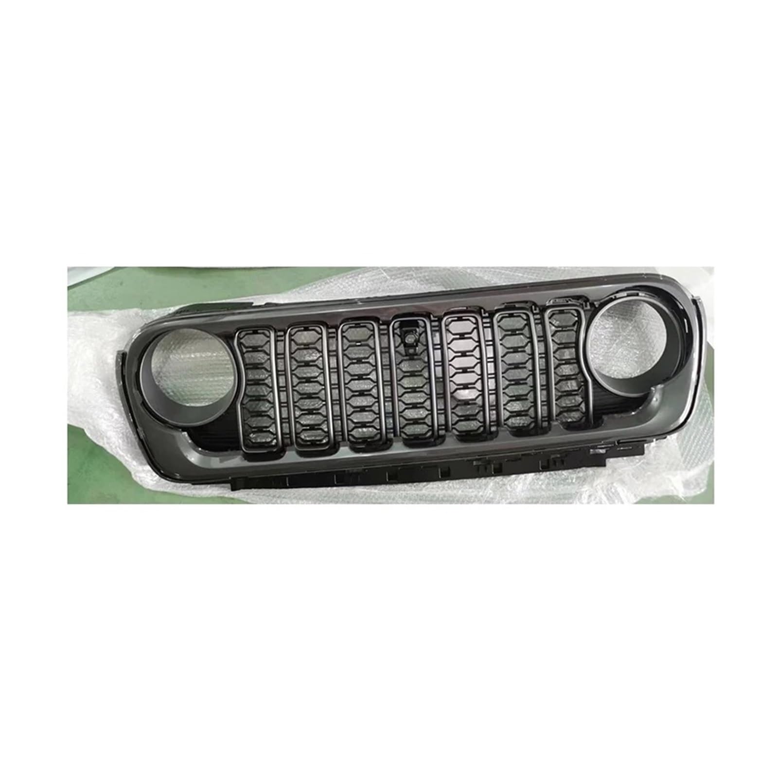 Facelift Grill Für Jeep Für Wrangler JL Für Gladiator JT NEU 2018-2024 Frontstoßstangengrill Schwarzer Mesh-Grill Schwarzer Renngrill Autozubehör Kühlergrill Passend(with Camera Hole) von NOKRGQW