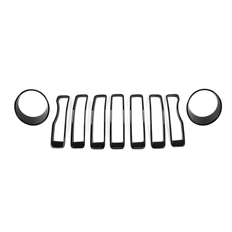 Facelift Grill Für Jeep Wrangler JL 2018+ ABS-Autoaußenfrontscheinwerferlampe und Renngrilldekorationsverkleidungsaufkleber Kühlergrill Passend(Black A Set) von NOKRGQW