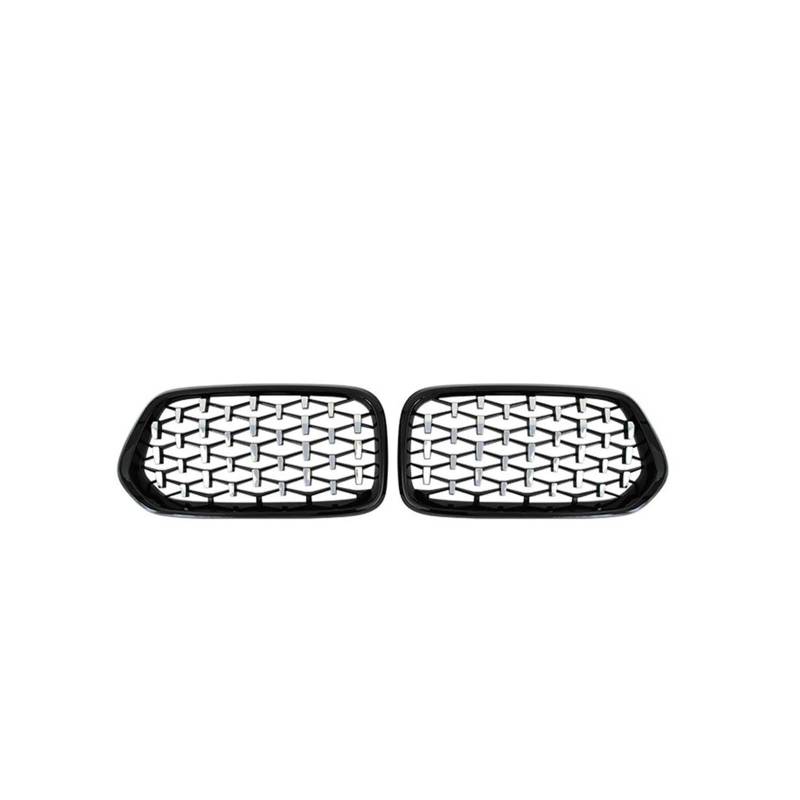 Facelift Grill Für X2 F39 2018 2019 2020 2021 Meteor Stil 1 Paar Links Rechts Vorne Diamant Nieren Grill Racing Gitter Glanz Schwarz Kühlergrill Passend(Black and Silver) von NOKRGQW