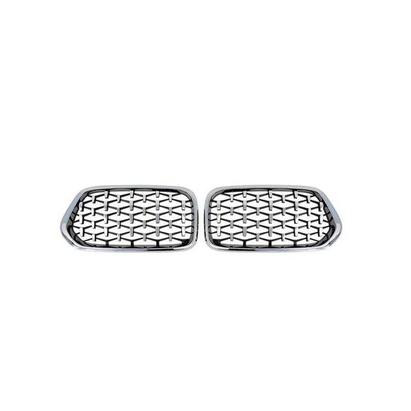 Facelift Grill Für X2 F39 2018 2019 2020 2021 Meteor Stil 1 Paar Links Rechts Vorne Diamant Nieren Grill Racing Gitter Glanz Schwarz Kühlergrill Passend(Silber) von NOKRGQW