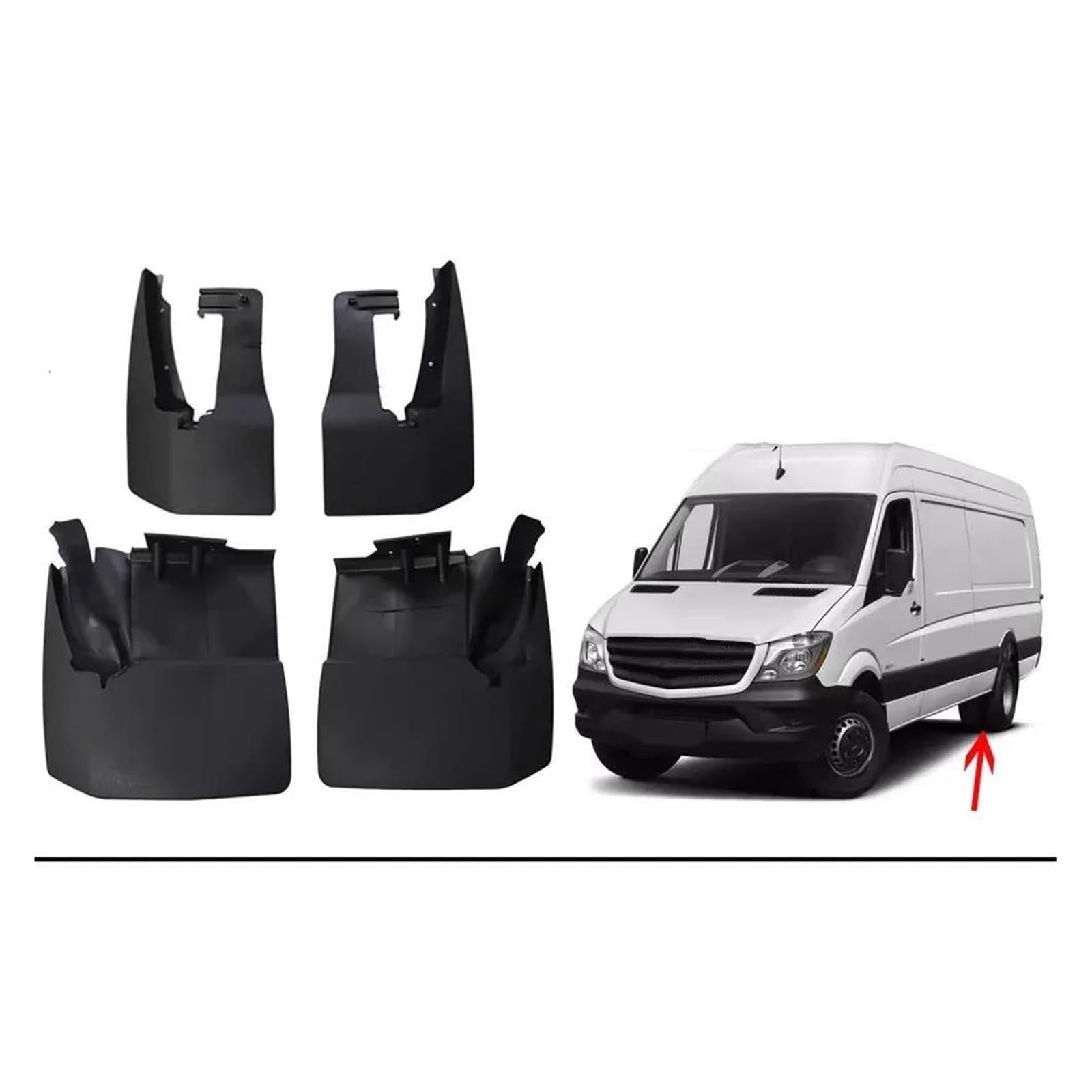 Kotflügel Für Benz Für Dodge Für Sprinter NCV3 2006~2018 Kotflügel Schlamm Klappen Kotflügel Für Flap Vorne Hinten Rad Splash Schutz Zubehör Auto Kotflügel(Four Wheels) von NOKRGQW