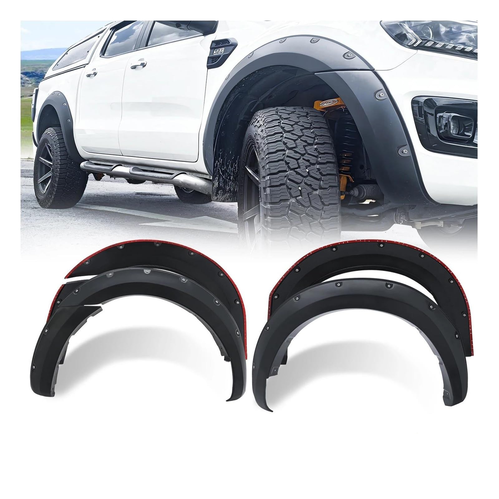 Kotflügel Für Ford Für Ranger 2016 2017 2018 2019 2020 2021 2022 Wild TR AK T7 T8 Mk2 Mk3 Tasche Vernietet Radlauf Kotflügel Für Doppel Kabine Auto Kotflügel(Bolt Style 2015-2022) von NOKRGQW