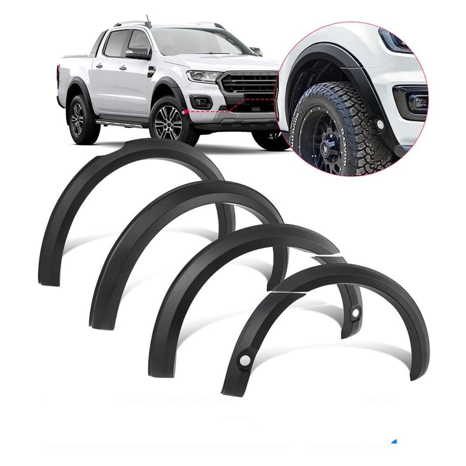 Kotflügel Für Ford Für Ranger 2016 2017 2018 2019 2020 2021 2022 Wild TR AK T7 T8 Mk2 Mk3 Tasche Vernietet Radlauf Kotflügel Für Doppel Kabine Auto Kotflügel(Slim Style 2019-2022) von NOKRGQW