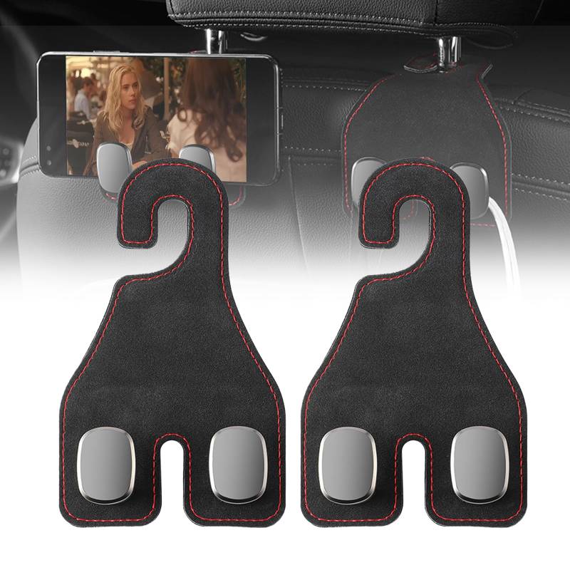 2 Stücke Kopfstützenhalterung Auto Kopfstützen Haken Universal Autositz Rückenlehnen Haken Auto Rücksitz Kopfstütze Halter für Kleiderbügel Handtaschenhalter Taschenhaken,（Schwarz） von NOLACE