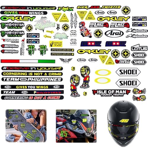 Set 90 Stück Motocross Aufkleber für Helm, Motorrad, Mountainbike, Auto, Skateboard und Geländemotorräder von NOLACE