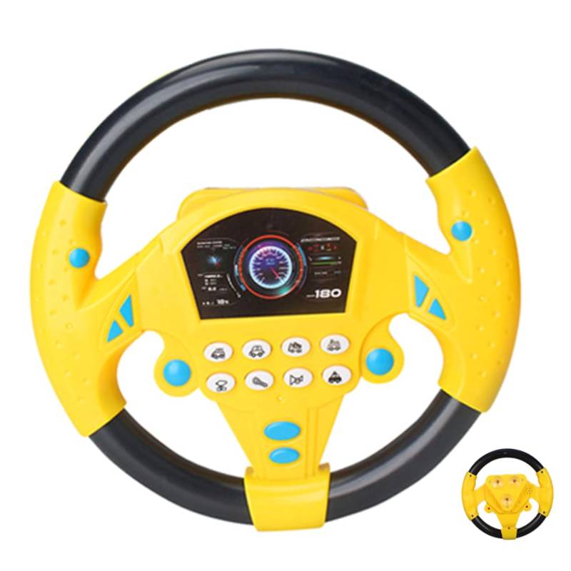NOLITOY Lenkradsimulator Spielzeuglenkrad Lenkung Autositzspielzeug Passagier Lenkradspielzeug für Kleinkinder Kinderlenkrad fahrendes Autositz-Lenkrad Musiklenkrad Plastik Gelb von NOLITOY