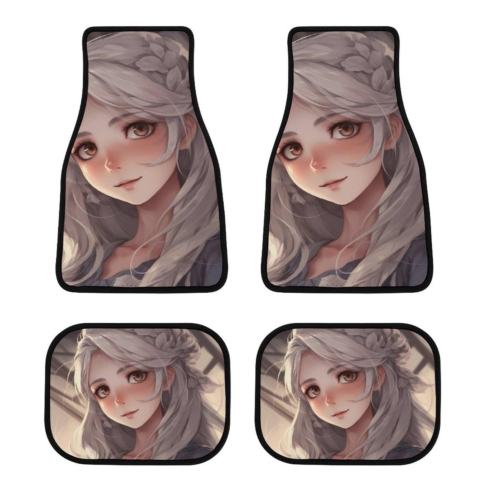 4 Stück Auto Vorne Hinten Fußmatten Allwetter Fußmatten Weiße Haare Anime Mädchen Auto Fußmatten Universal Auto Boden Teppiche Dekorative Teppiche Matte Anti-Rutsch-Automatte für Autozubehör 4 Stück Auto Vorne Hinten Fußmatten Allwetter Fußmatten Weiße Haare Anime Mädchen Auto Fußmatten Universal Auto Boden Teppiche Dekorative Teppiche Matte Anti-Rutsch-Automatte für Autozubehör von NONHAI