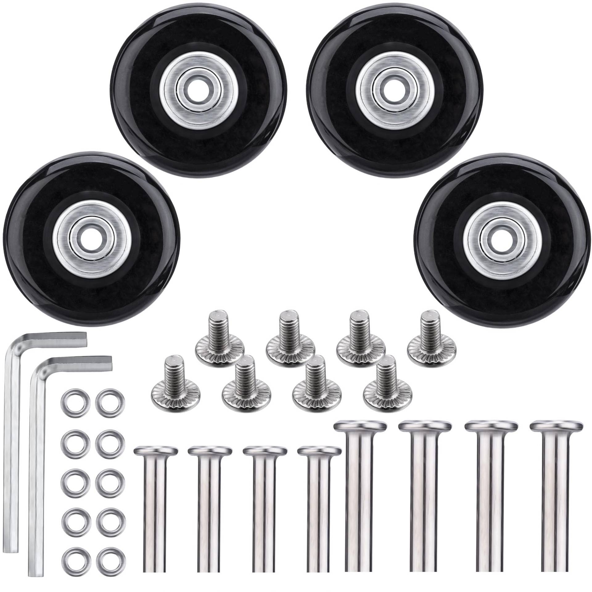 NONMON 4 Stück 50 x 18 mm Ersatz Rollen mit Kugellager Kits Gummi Metall für Gepäck-Koffer Trolley Hartschalenk ffer Schwarz NONMON 4 Stück 50 x 18 mm Ersatz Rollen mit Kugellager Kits Gummi Metall für Gepäck-Koffer Trolley Hartschalenk ffer Schwarz von NONMON