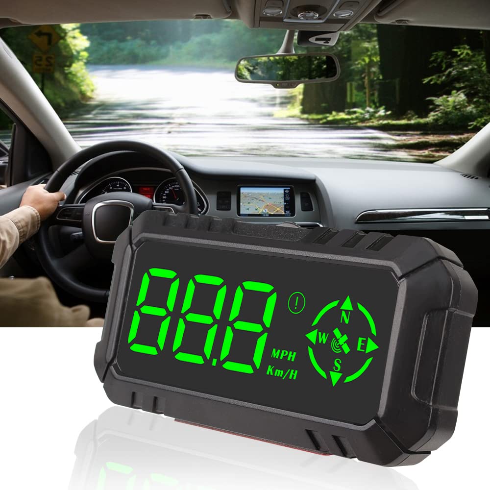 NOPNOG Digitaler Geschwindigkeitsmesser mit GPS-Kompass und Halterung, Auto-HUD-Projektor, ABS-Kunststoff von NOPNOG
