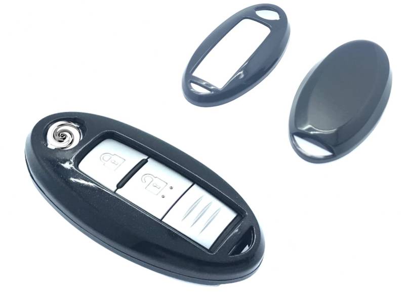 NORDECCO Glänzende Hartschalen-Schutzhülle für 2- und 3-Tasten-Smart-Schlüsselanhänger, kompatibel mit Nissan Qashqai, Juke Altima, Nissan 2015–21, Schwarz von NORDECCO