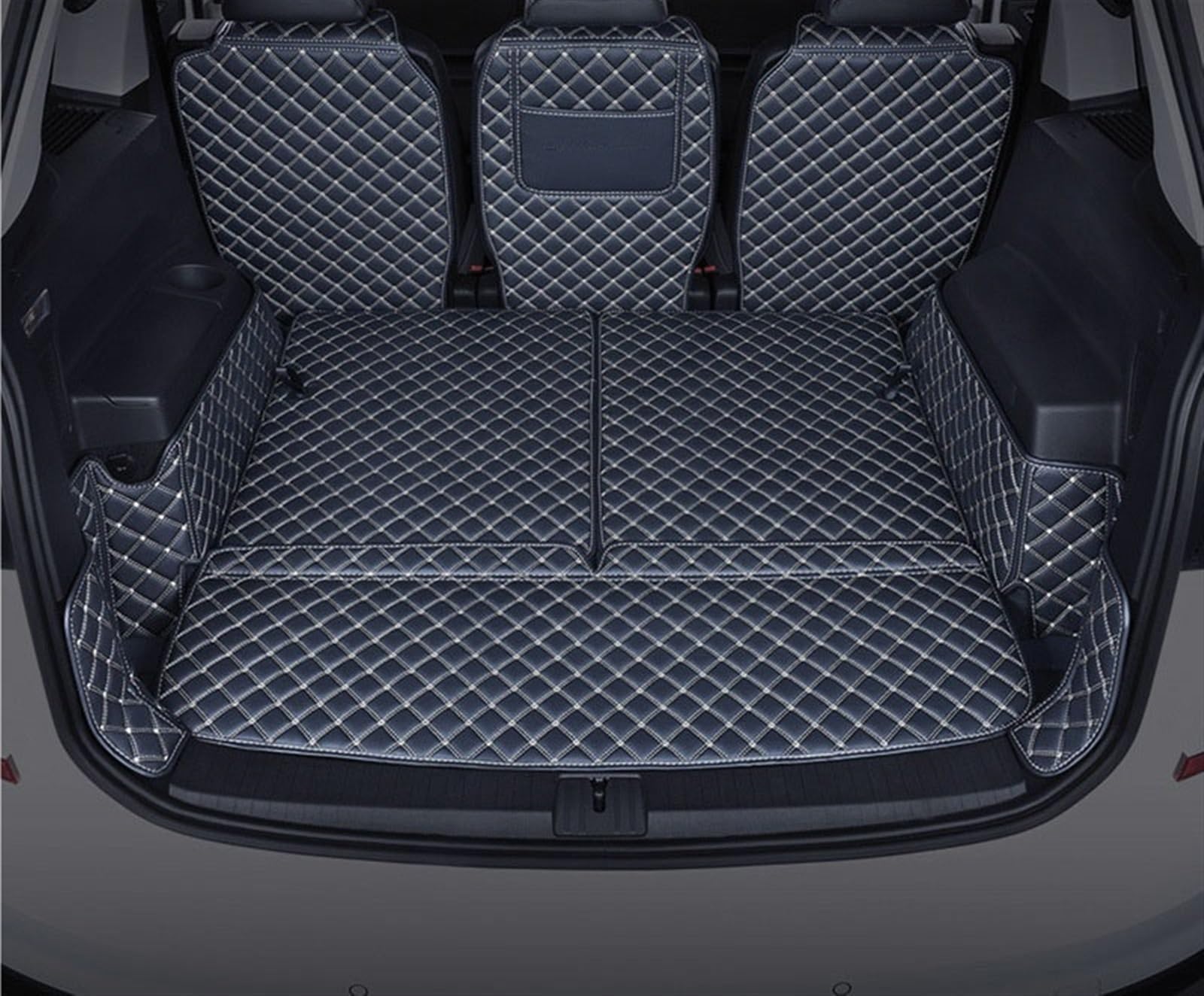 Für VW Für Touran L 2006-2021 Wasserdichte Schutz Leder Kofferraum Abdeckung Auto Kofferraum Schutzmatte (Farbe : Black and Beige) von NOVEMS