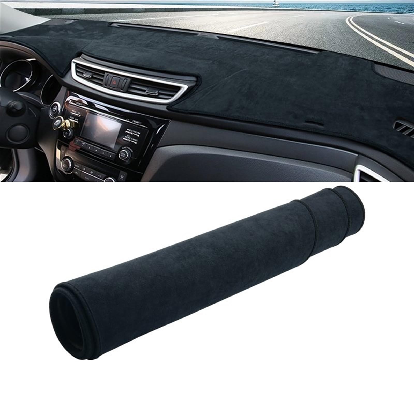 Matte Teppich Armaturenbrett Für Nissan Für Qashqai J11 2014 2015 2016 2017 2018 2019 2020 Auto Armaturenbrett Abdeckung rutschfeste Matte Instrument Teppich DashMat(B LHD Black) von NOVEMS