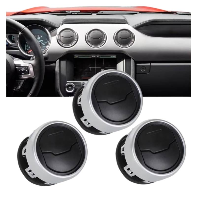 NOVEMS Klimaanlage Lüftungsdüse Für Ford Für Mustang 2015~2023 Klimaanlage Outlet Dashboard Vent FR3Z-19893-AE Auto Innen Dashboard Louvre Air Vent T Lüftungsgitter Autos(3 Piece) von NOVEMS