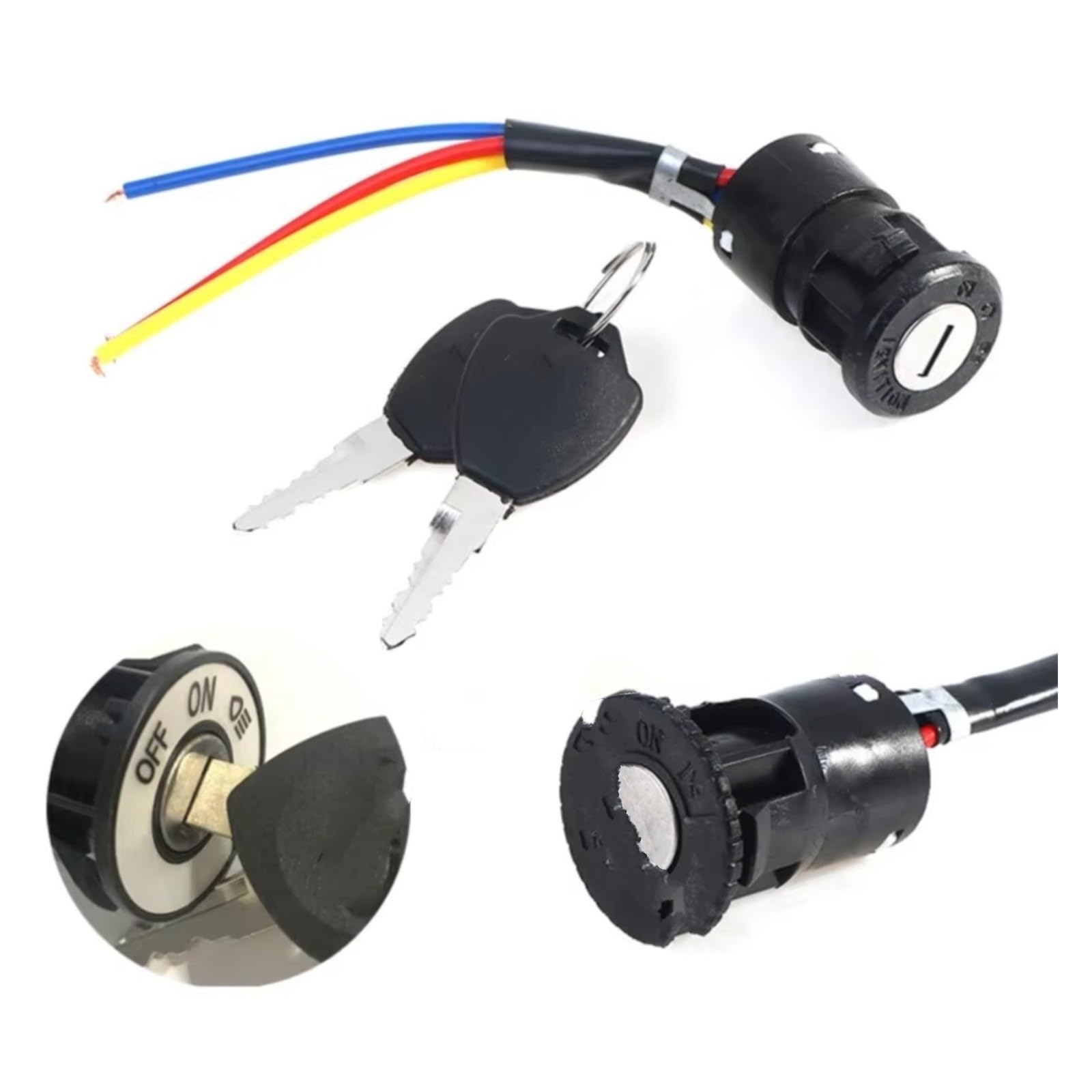 Zündschlüsselschalter 2 Drähte Zündschalter Mit 2 Schlüsseln EIN-/Aus-Sperre Für Elektroroller ATV Pocket-Bikes Motorrad Motorrad ATV Quad Bike 1Set Start Key Lock Schalter(Type 4) von NOVEMS