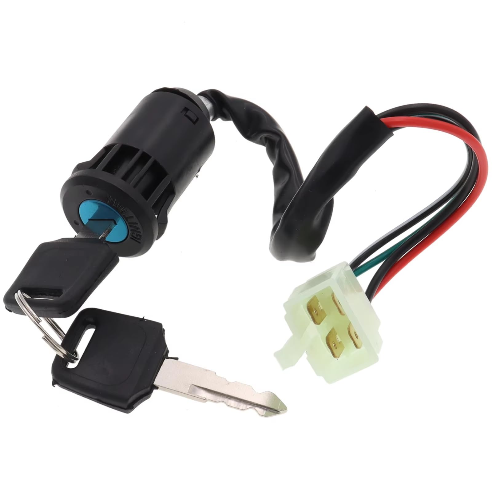 Zündschlüsselschalter Für ATV Go Kart Roller Motorrad ETC 2/4 Drähte Pins Zündung Starten Schalter Lock Key Start Key Lock Schalter(4 Wires Male Plug) von NOVEMS