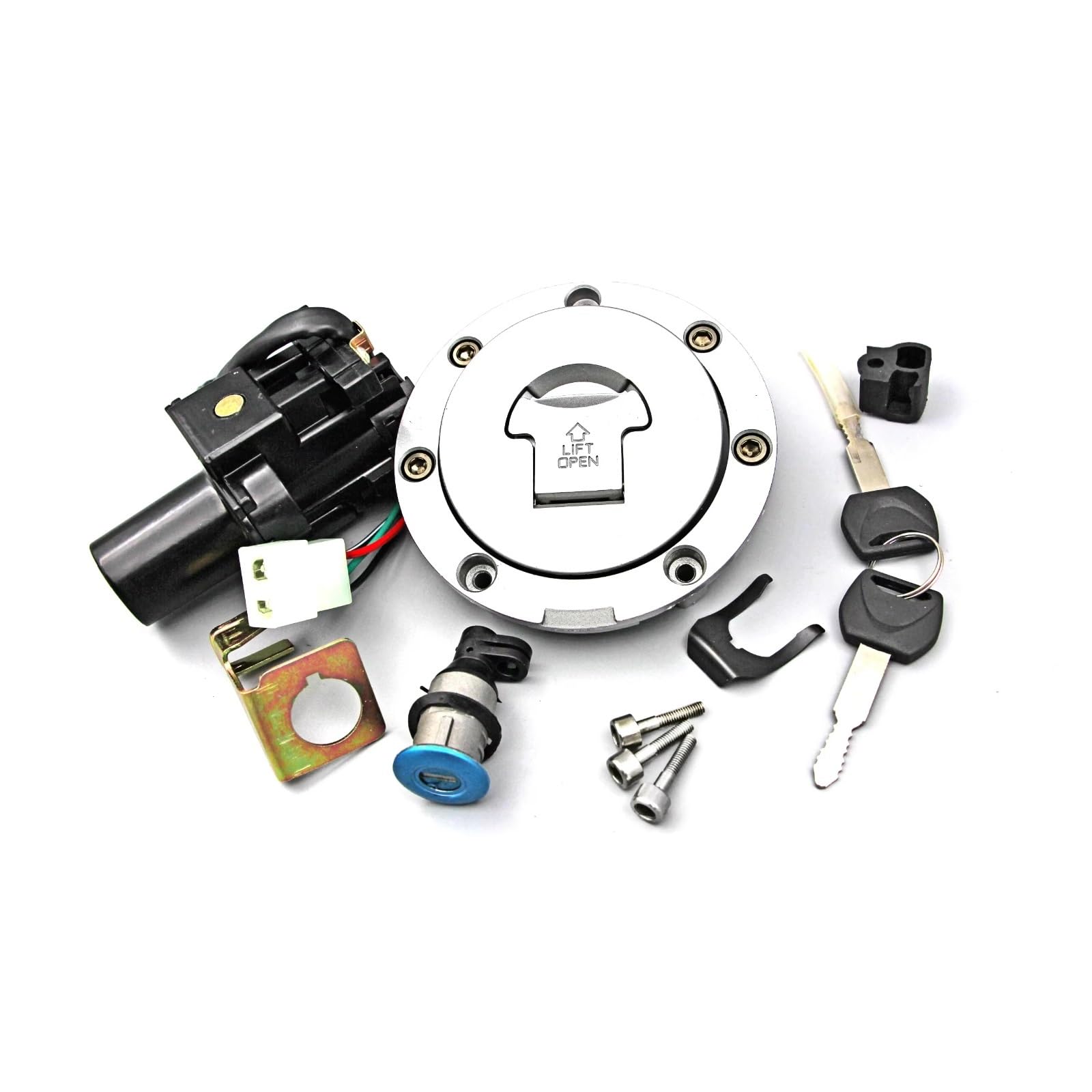 Zündschlüsselschalter Für CBR600 F4 F4I 2001-2006 VFR 800 VFR800 2002-2009 VTR1000 VTR1000F Zündschalter Tankdeckel Abdeckung Sitzschloss Set Start Key Lock Schalter(Complete Set) von NOVEMS