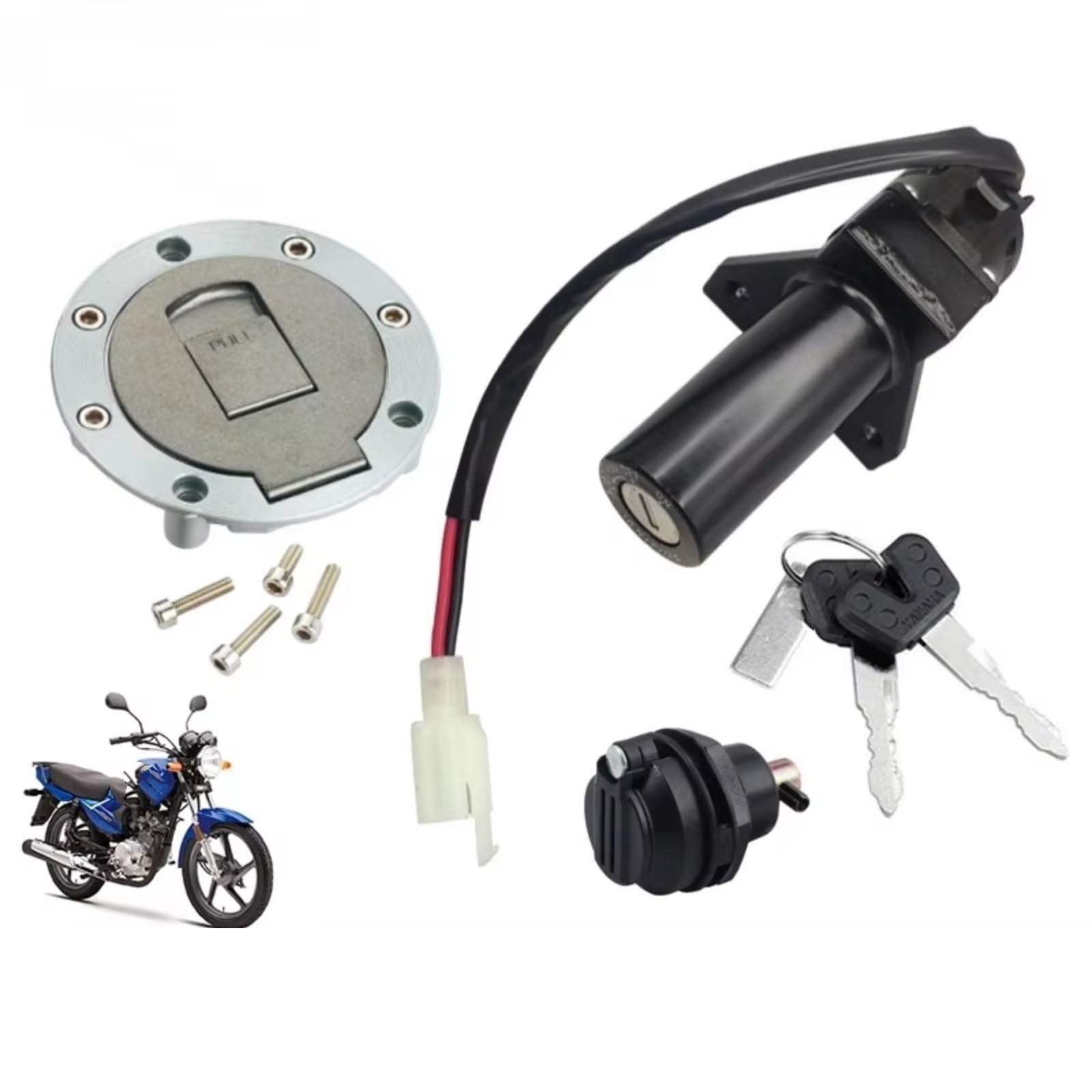 Zündschlüsselschalter Für Jianshe YBR125 JYM125 YMH125 YS250 XTZ125 Ausgangs Schalter Motorrad Zündschlüssel Tankdeckel Sitz Schloss Start Key Lock Schalter(B) von NOVEMS