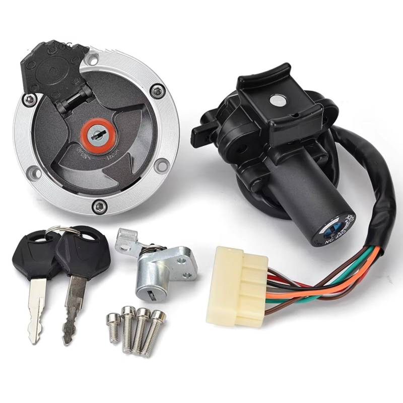 Zündschlüsselschalter Für Kawasaki EX250 EX300 BX250 Für Ninja 250 300 250SL BR250 Z250SL ER250 300 Z250 Z300 Gas Kappe Zündung Schalter Sitz Schloss Schlüssel Start Key Lock Schalter von NOVEMS