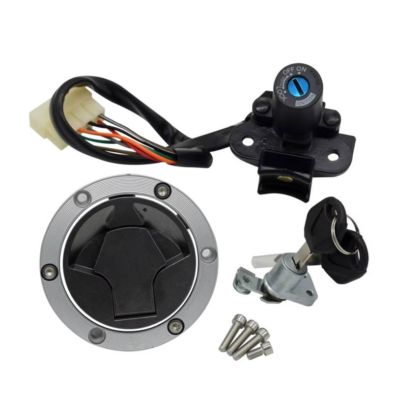 Zündschlüsselschalter Für Kawasaki Für Ninja 250R EX250J 300 EX300 2008-2015 Motorrad-Zündschalter-Kit Montage Kraftstofftankdeckel Tankdeckel Mit 2 Schlüsseln Start Key Lock Schalter von NOVEMS