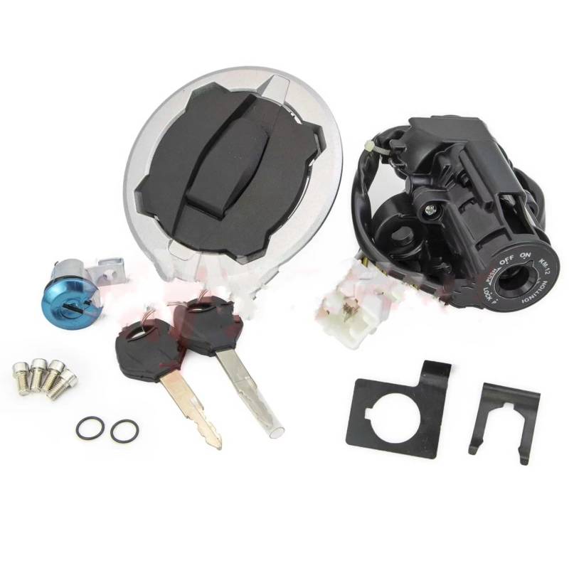 Zündschlüsselschalter Für Kawasaki Für Ninja 650 EX650 Z650 ER6F 2017-2023 Zündschalter Tankdeckelabdeckung Sitzschloss Schlüsselsatz Motorradzubehör Start Key Lock Schalter von NOVEMS