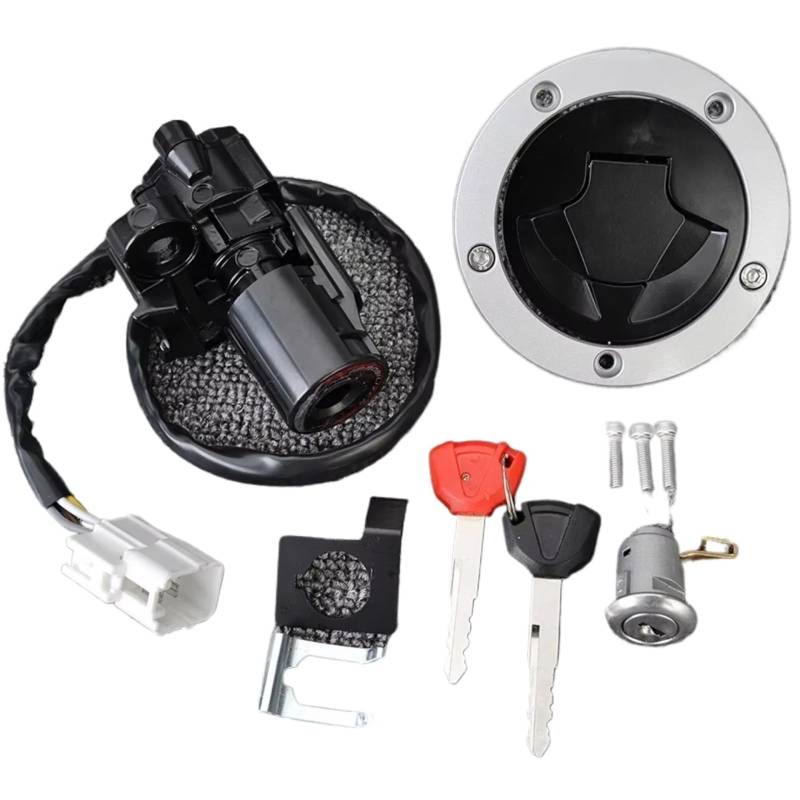 Zündschlüsselschalter Für Kawasaki ZX1000 ZX636 Für Ninja 1000 ZX6R ZX10R ZX1000 Z1000SX 51049-0039 27005-0556 Gas Kappe Zündung Schalter Sitz Schloss Schlüssel Start Key Lock Schalter von NOVEMS