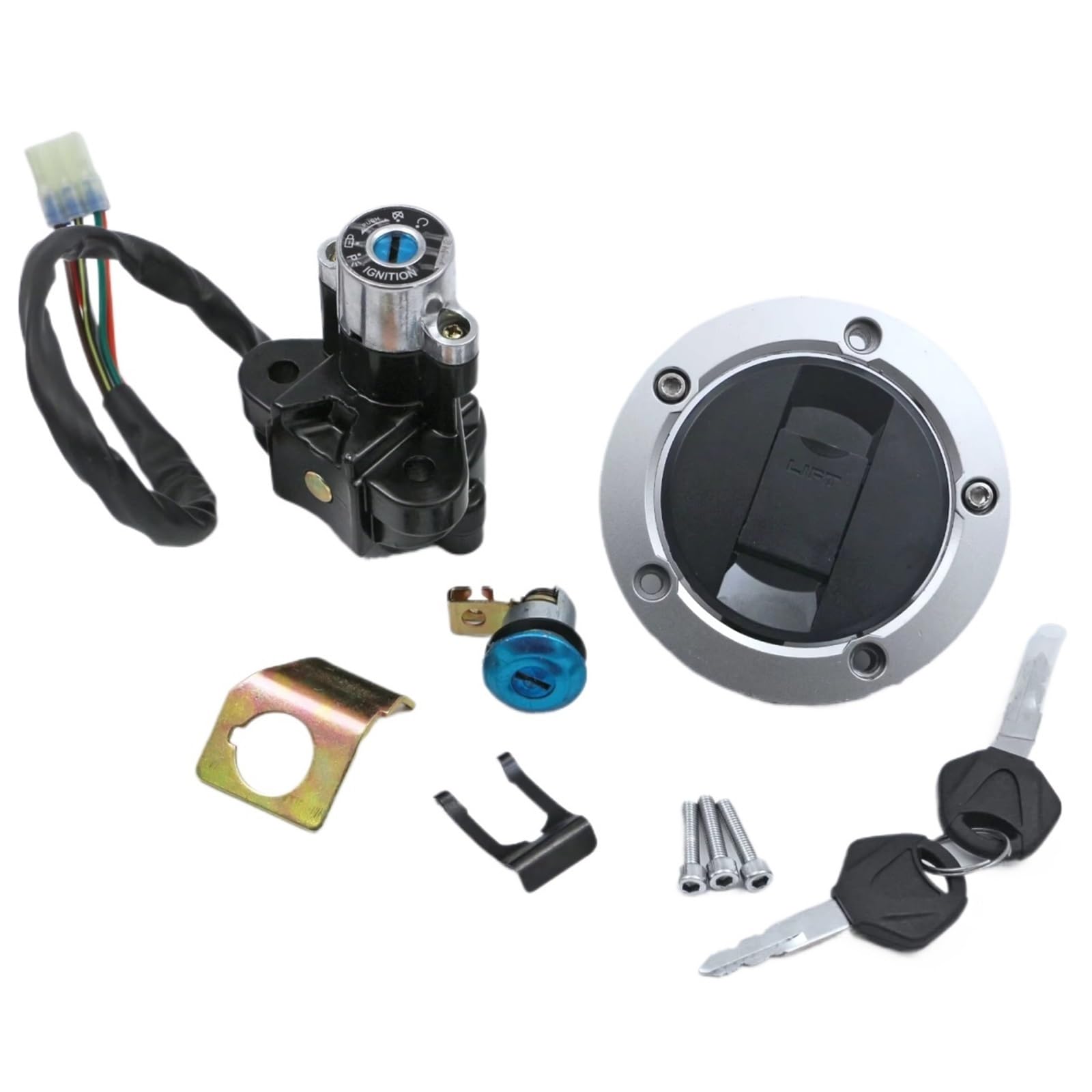 Zündschlüsselschalter Für Suzuki Für GSX650F 2008-2011 GSX650 GSX1250FA 2010 2011 GSX1250 Motorrad Zündung Kraftstoff Gas Tank Cap Abdeckung Sitz Lock Set Start Key Lock Schalter(Complete Set) von NOVEMS