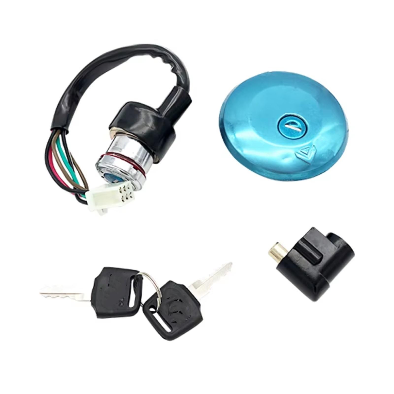 Zündschlüsselschalter Für Suzuki GN125 GN125H GN125F HJ150 HJ125-8-8E 4-6-Drähte Tankdeckel Abdeckung Schlösser Motorrad Zündschlüssel Start Key Lock Schalter(4 Drähte) von NOVEMS