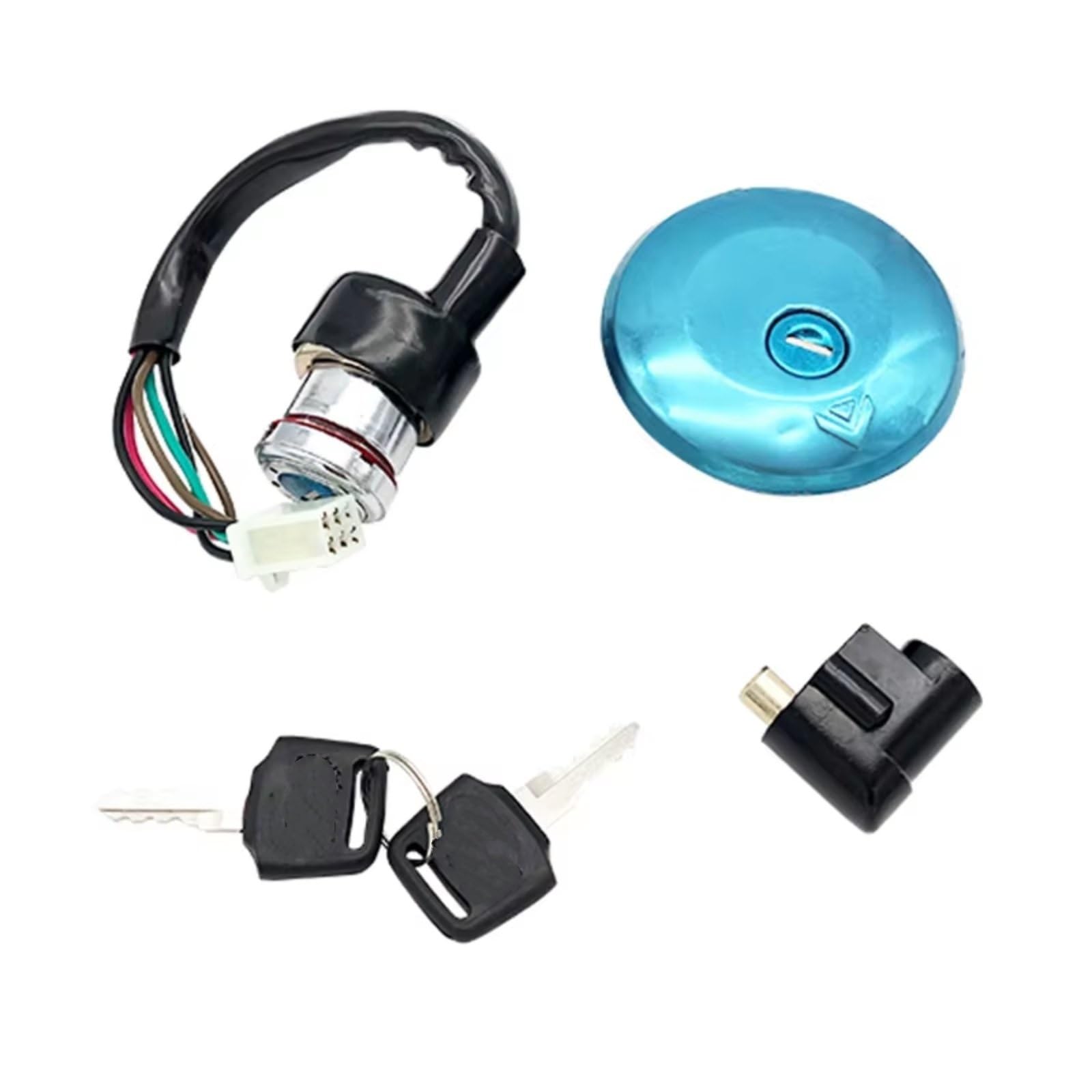 Zündschlüsselschalter Für Suzuki GN125 GN125H GN125F HJ150 HJ125-8-8E 4-6-Drähte Tankdeckel Abdeckung Schlösser Motorrad Zündschlüssel Start Key Lock Schalter(6 Drähte) von NOVEMS