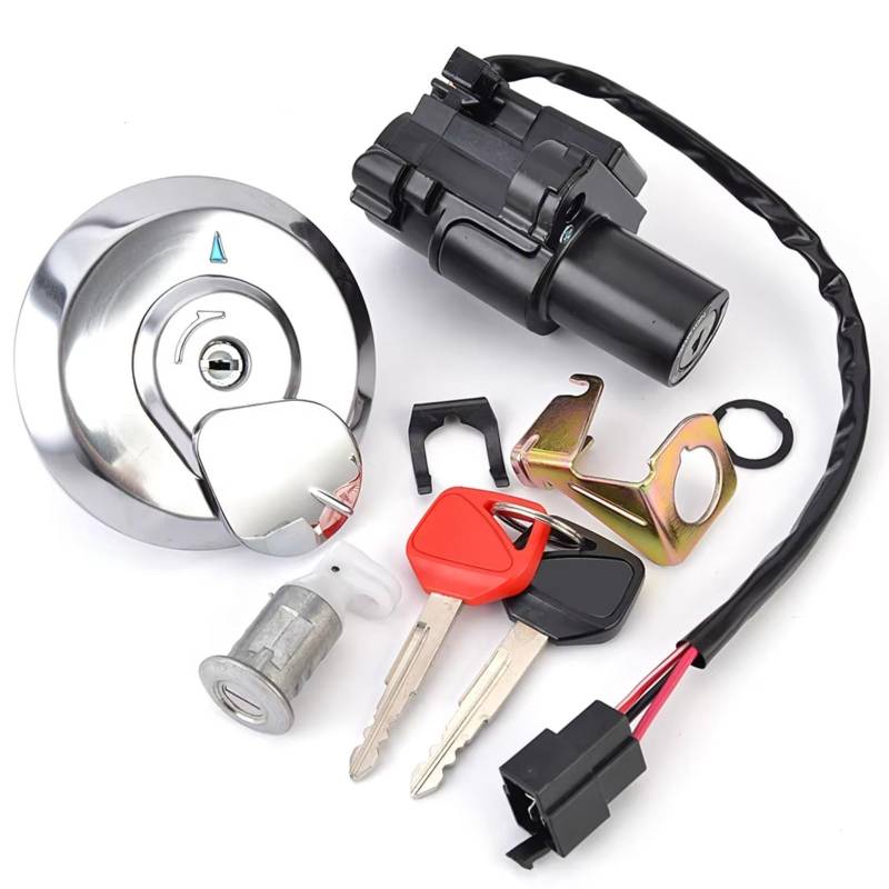 Zündschlüsselschalter Für XL125V XL 125V Für Varadero 2001-2006 17620-KPC-641 35100-KPC-640 35010-KPC-640 Zündschloss Tankdeckel Sitzschloss Schlüssel Start Key Lock Schalter von NOVEMS