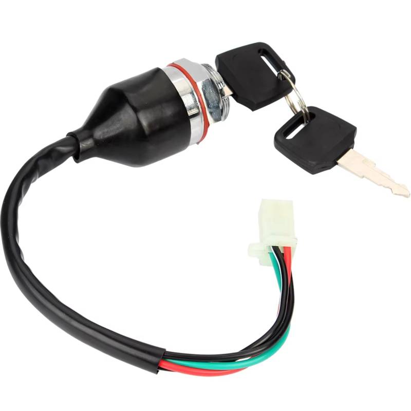 Zündschlüsselschalter Wasserdichter Zündschlüsselschalter, 2 Schlüssel, 4-poliger Blockanschluss Für ATV Mini-Moto Pit Dirt Bike Buggy 4-Rad-Motorrad Start Key Lock Schalter von NOVEMS