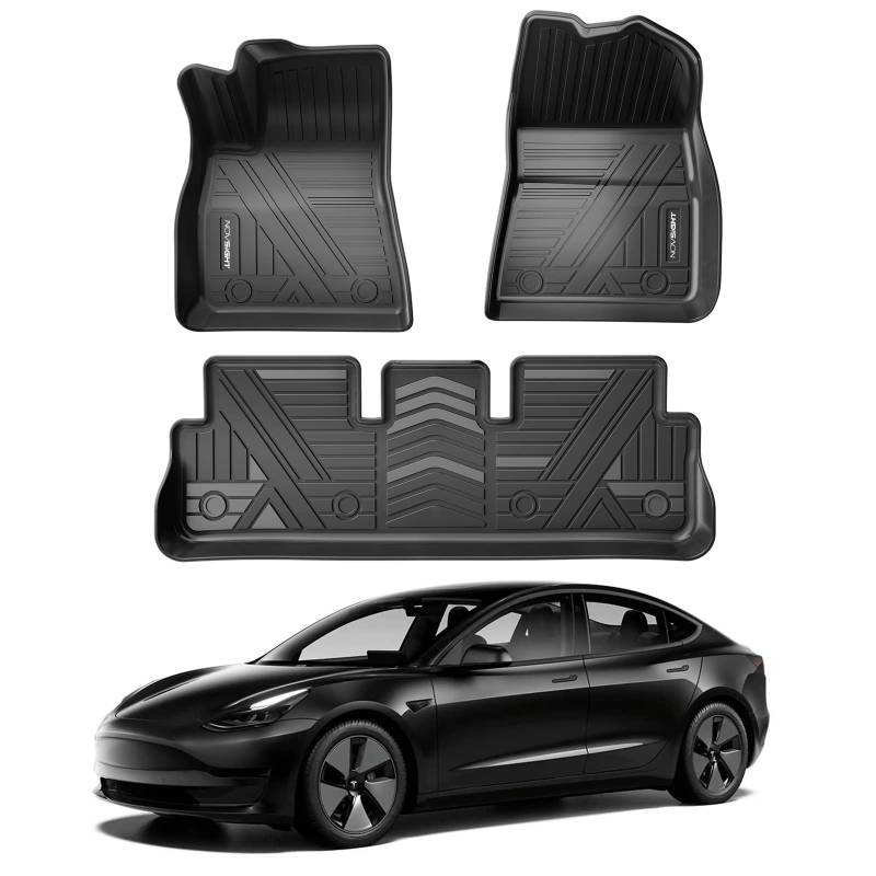 NOVSIGHT Tesla Model 3 Fußmatten 2023,2022, 2021, 2020, 2019,Tesla Model 3 zubehör Schutz für Innenraum Allwetter-Innenmatten für Model 3 rutschfest Wasserdicht von NOVSIGHT
