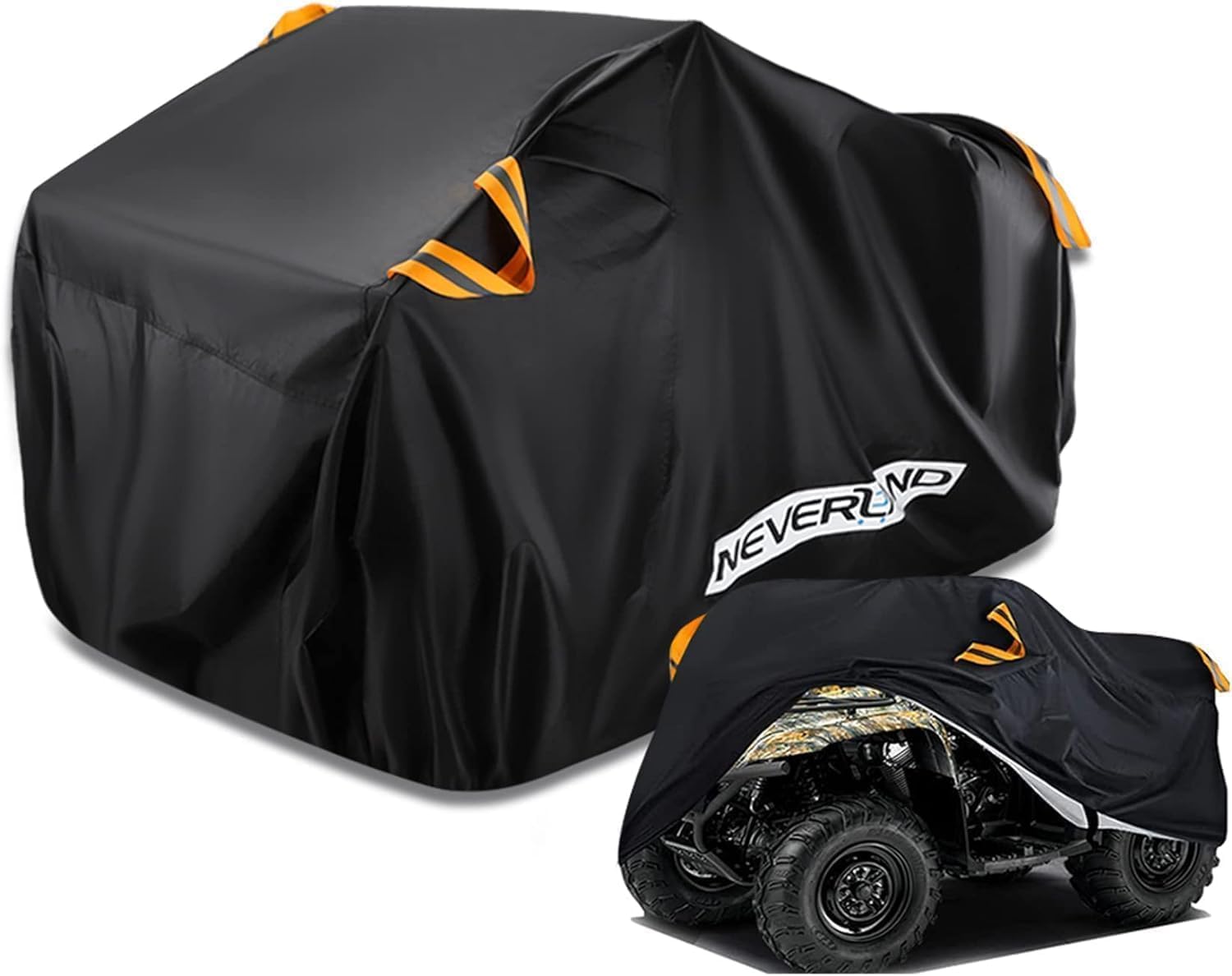 NEVERLAND XXXL Quad ATV Abdeckplane - Quad Abdeckung Fahrzeug Abdeckung Schutz Cover 256 * 110 * 120cm Phosphoreszierend Schmutzabweisend Winterfest Staubdicht Regen UV-Schutz Schwarz von NEVERLAND