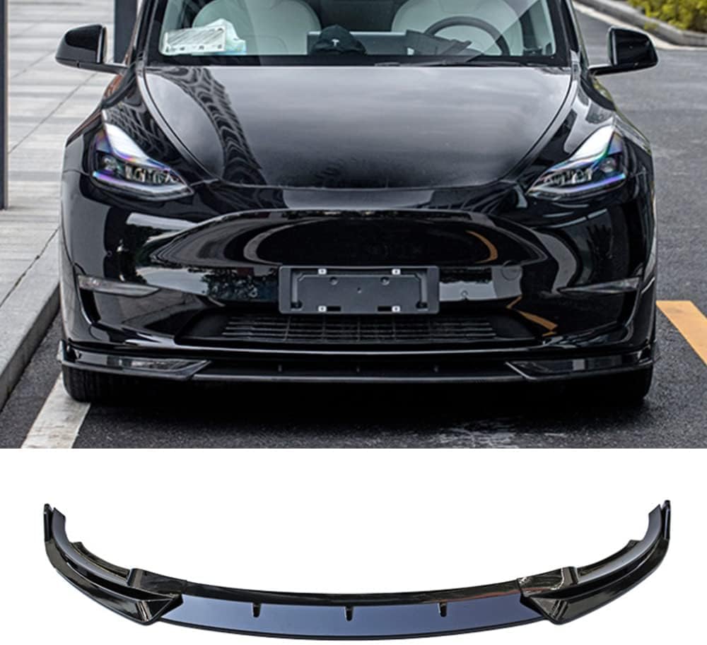 Auto Frontspoiler Stoßstange Lippe für Tesla Model Y 2020-2023,Dauerhaft AntiKollision Frontstoßstange Diffusor Seitensplitter Protector,A-Noir von NOVSKI