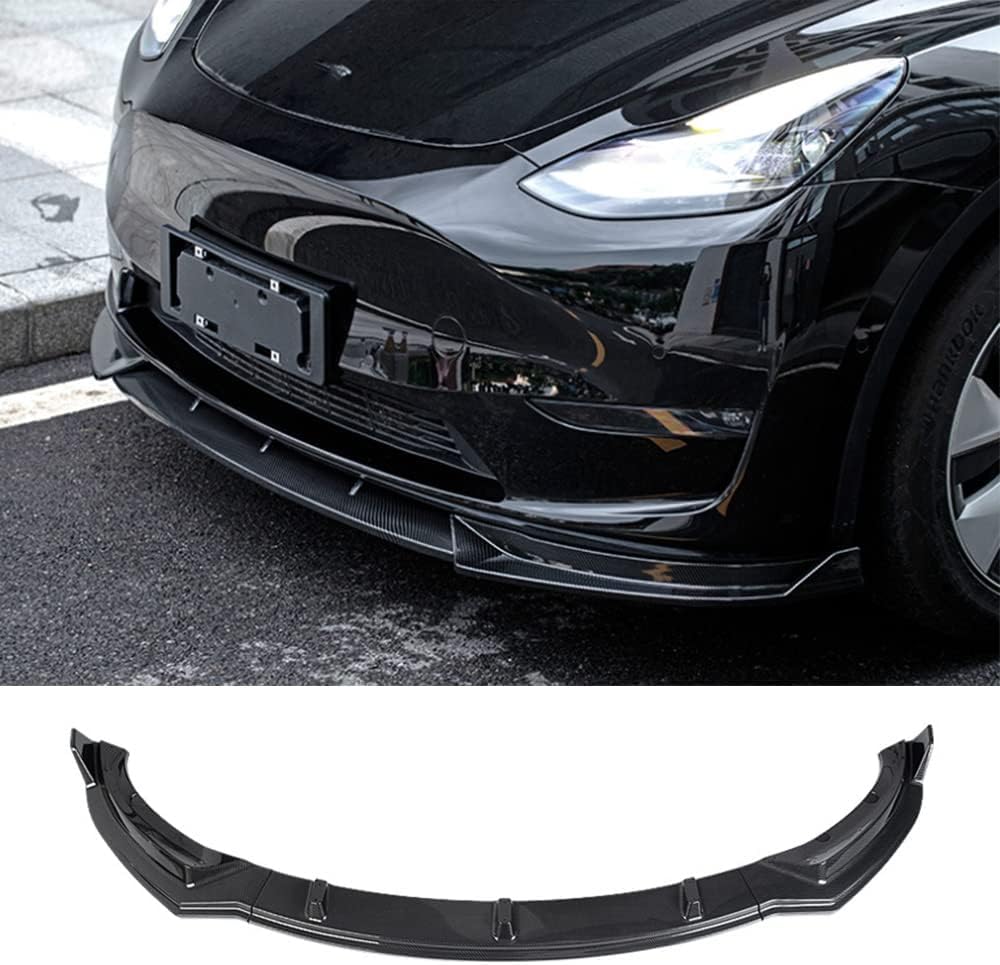 Auto Frontspoiler Stoßstange Lippe für Tesla Model Y 2020-2023,Dauerhaft AntiKollision Frontstoßstange Diffusor Seitensplitter Protector,B-Carbon Fiber von NOVSKI