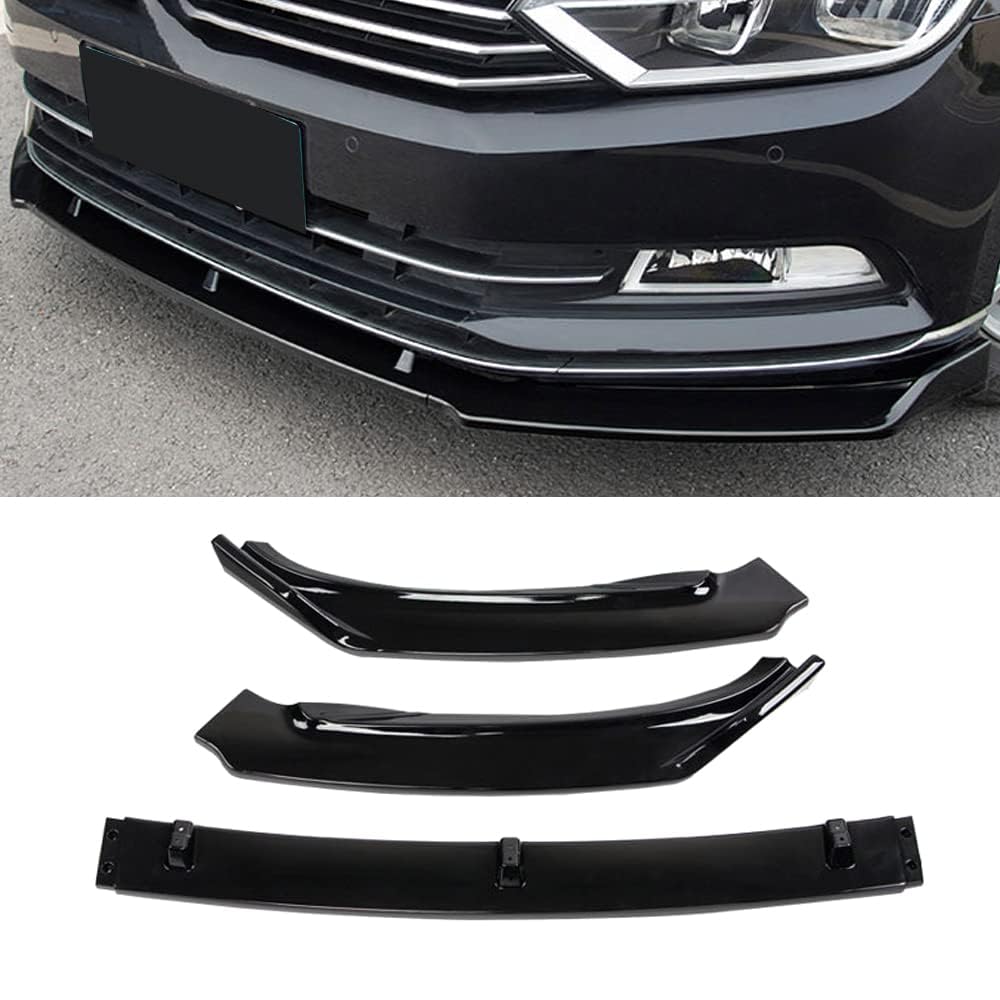 Auto Frontspoiler Stoßstange Lippe für VW Passat B8 2015-2022,Dauerhaft AntiKollision Frontstoßstange Diffusor Seitensplitter Protector,A-Gloss Black von NOVSKI