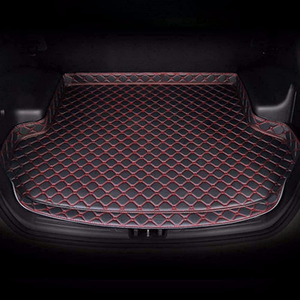 Auto Leder Kofferraummatten für VW Touareg R PHEV Hybrid 2020 2021 2022 2023, Hoher Rand Allwetter Wasserdicht rutschfest Kratzfest Zubehör,A/BlackRed von NPORT