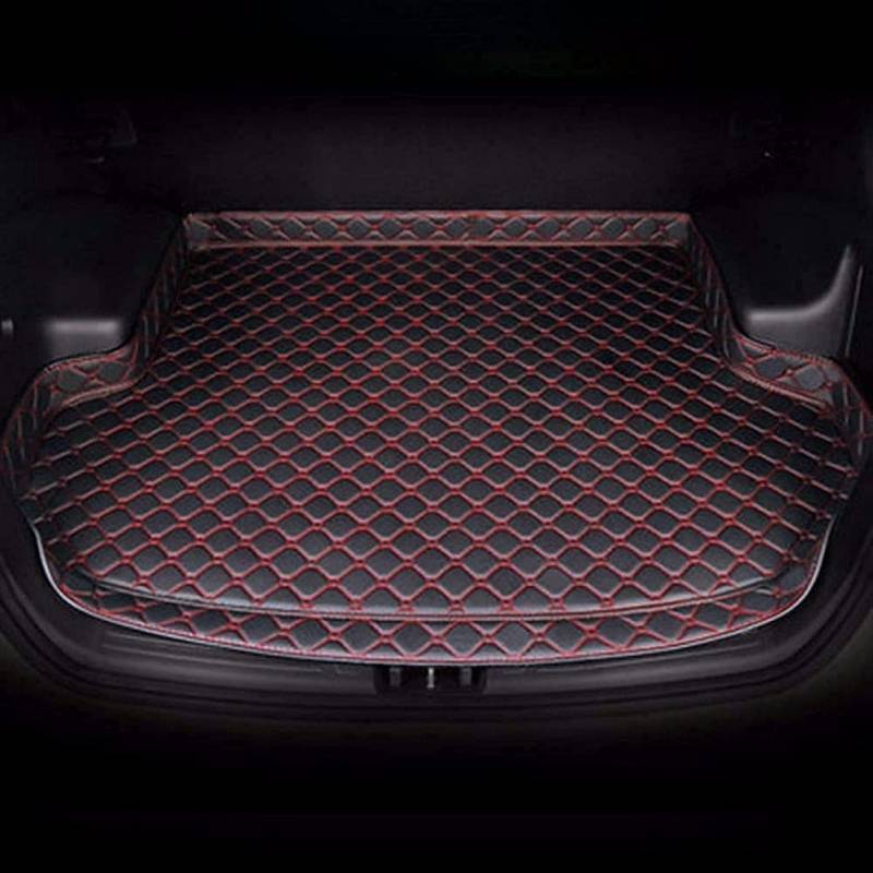 Auto Leder Kofferraummatten für VW Touareg R PHEV Hybrid 2020 2021 2022 2023, Hoher Rand Allwetter Wasserdicht rutschfest Kratzfest Zubehör,A/BlackRed von NPORT