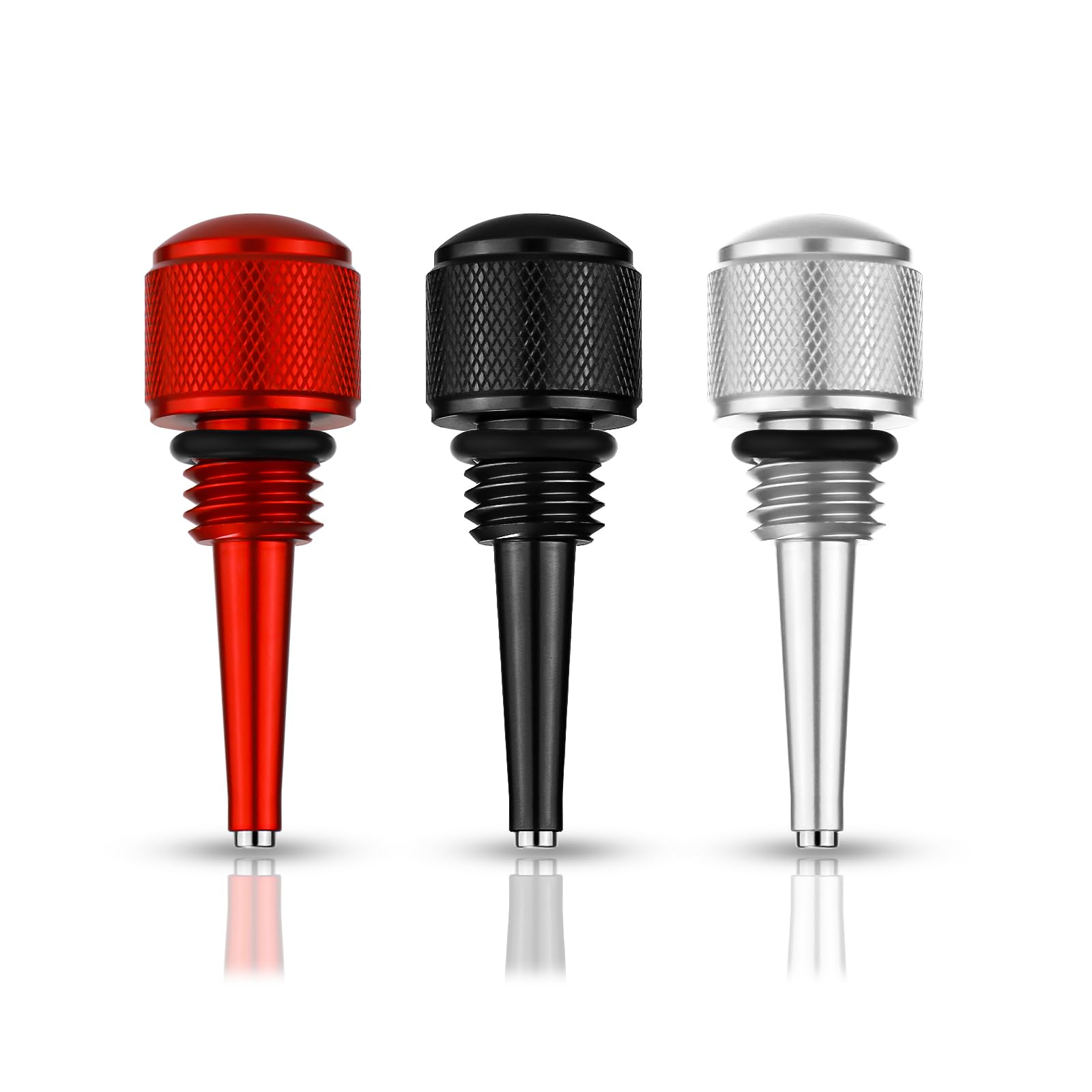 3 Stück 55201 Magnetischer Ölmessstab für Wechselrichter Generatoren, Aluminium Magnetischer Ölmessstab Ersatz mit Gummiringen Kompatibel mit Wen/Predator/Yamaha (Silber, Rot, Schwarz) von NQEUEPN