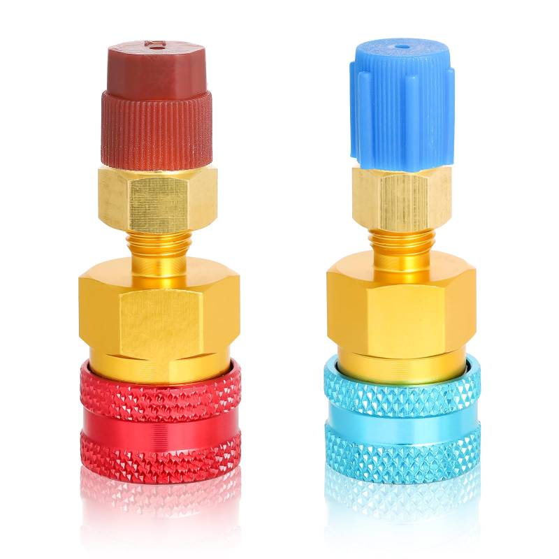 NQEUEPN 2 Stück R1234YF Schnellkupplungssatz, R1234YF auf R134A Adapter High/Low Side Schnellkupplung R1234YF Adapter Zum Laden von Autoklimaanlagen von NQEUEPN