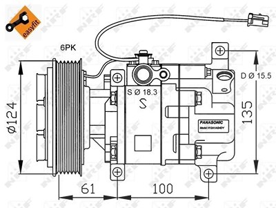 Nrf Kompressor, Klimaanlage [Hersteller-Nr. 32820G] für Mazda von NRF