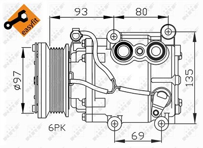 Nrf Kompressor Klimaanlage Ford Scroll-90v [Hersteller-Nr. 32247] für Ford von NRF