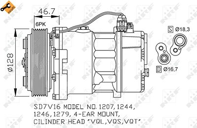 Nrf Kompressor Klimaanlage - [Hersteller-Nr. 32168] für VW von NRF